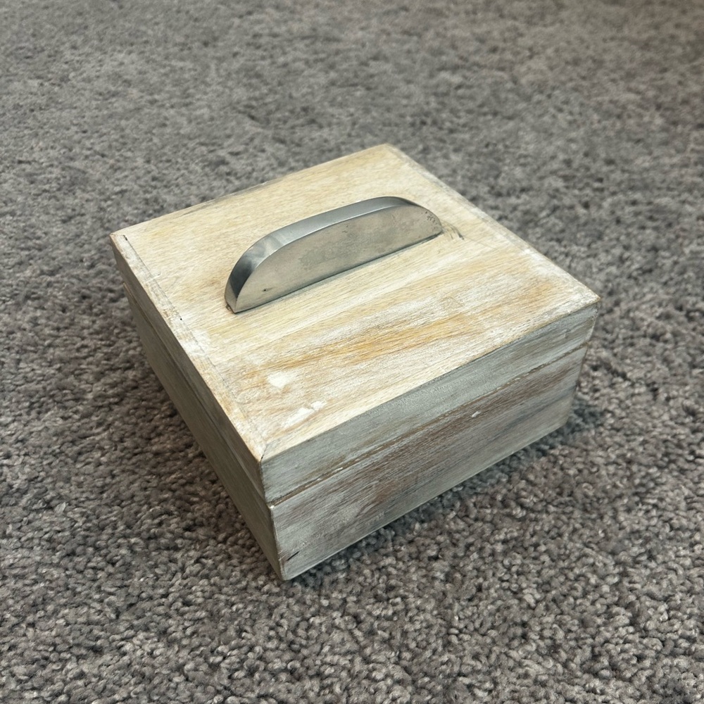 Cream and Tan Decor Box with Elegant Silver Accent
